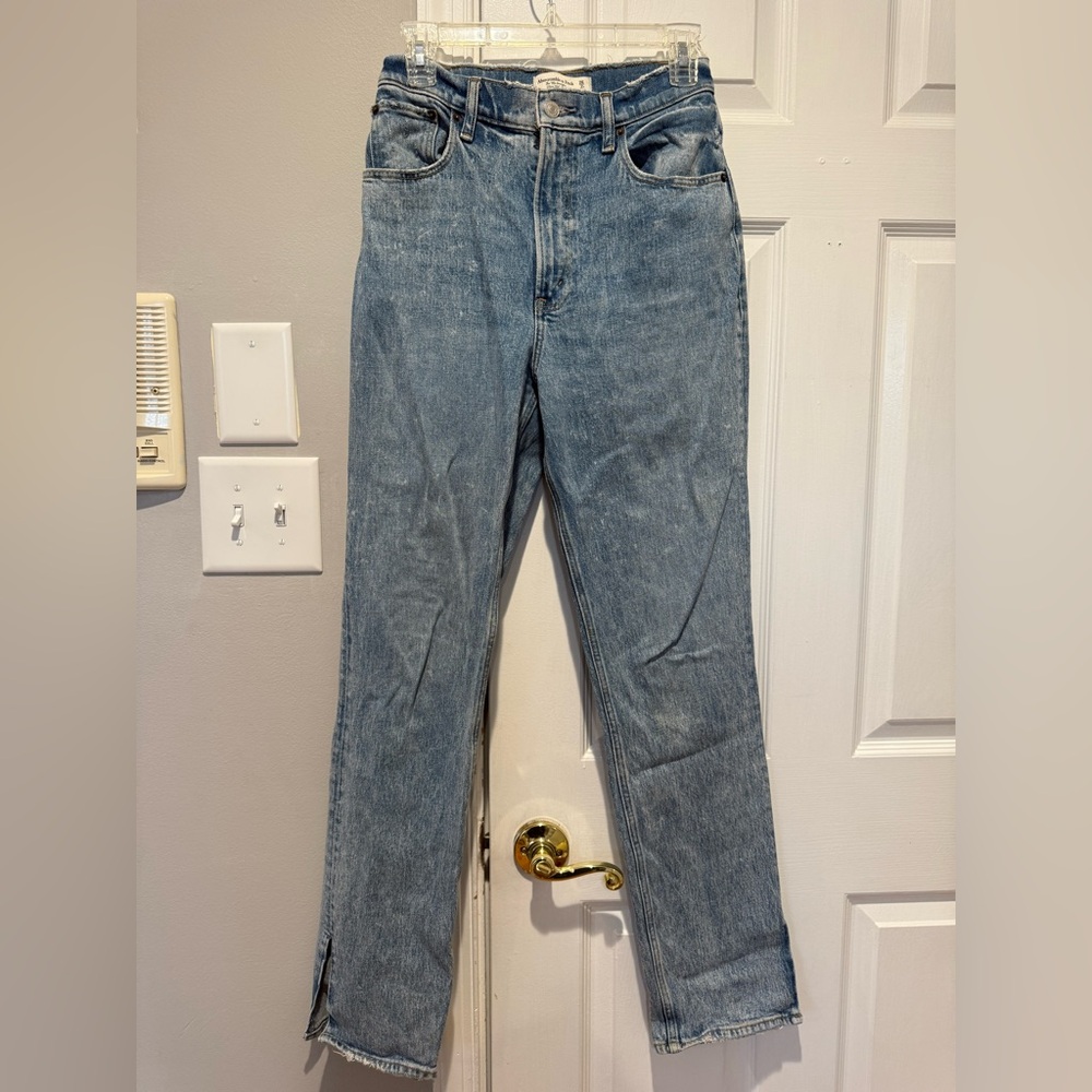 Abercrombie & Fitch Light Blue Straight Denim Jean With Slit